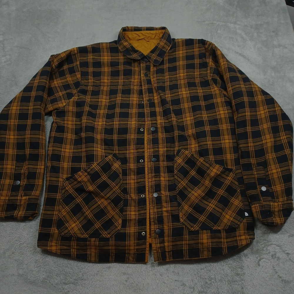 North Face Shacket Mens‎ XL Black Plaid Reversible Snap Lightweight Pockets